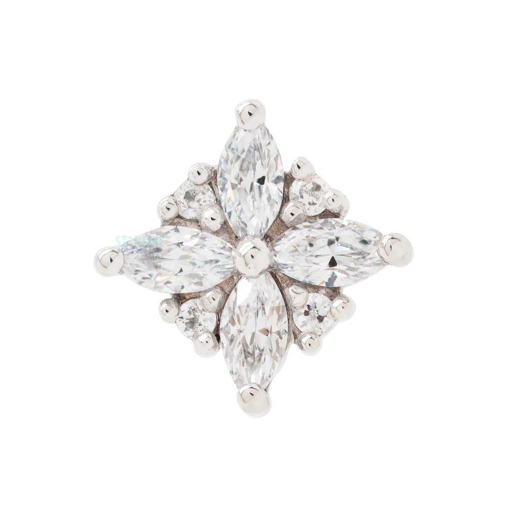 "Pleades" Nostril Screw in Gold with White CZ's - Image 3