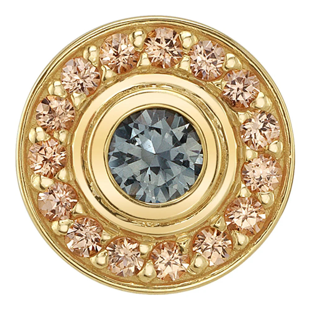 "Modena" Threaded End in Gold & Platinum with Grey Diamond & Champagne Diamonds - Image 2