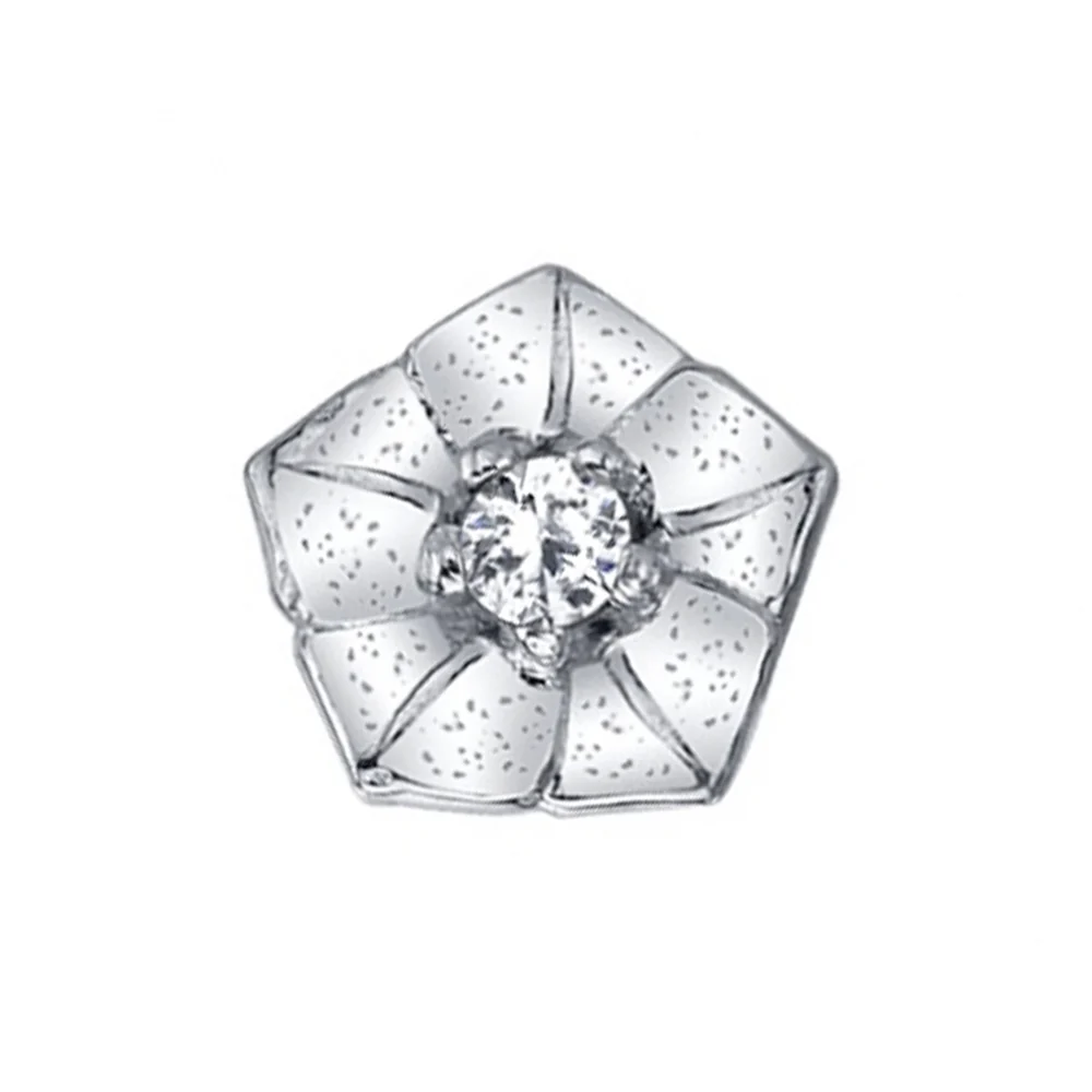"Morning Glory" Threaded End in Gold & Platinum with White CZ