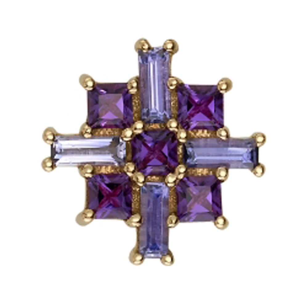 "Mosaic" Threaded End in Gold with Iolite & Amethyst - Image 2