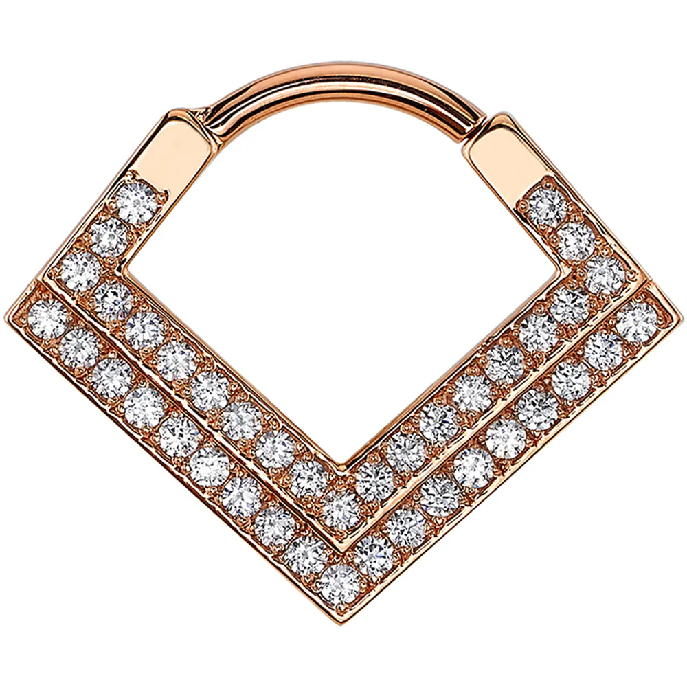 "Nairobi Dual" Hinge V Ring in Gold & Platinum with White CZ's - Image 2