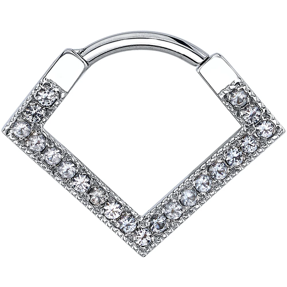 "Nairobi Milgrain Edge" Hinge V Ring in Gold with Grey Diamonds - Image 2