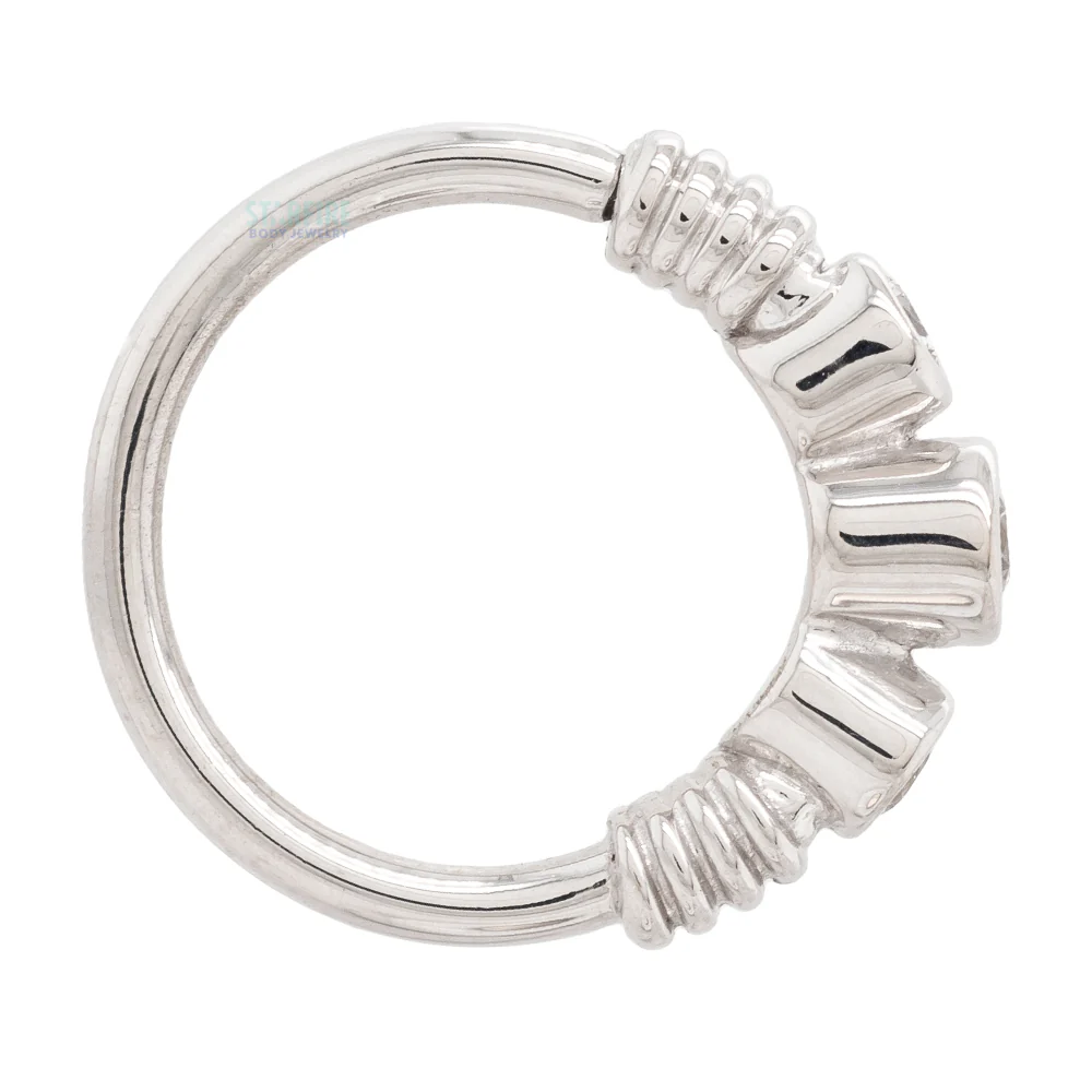 Navel Oriented "Faraway" Seam Ring in Gold with CZ's - Image 2
