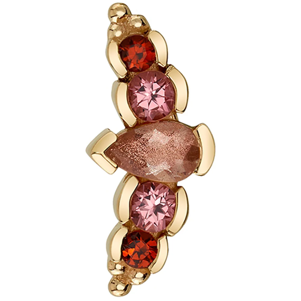 "Nikki Panaraya" Threaded End in Gold with Oregon Sunstone, Padparadscha Sapphire & Garnet - Image 2