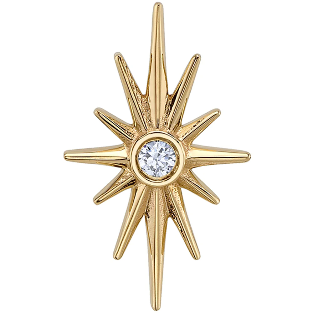 "North Star" Threaded End in Gold & Platinum with White CZ