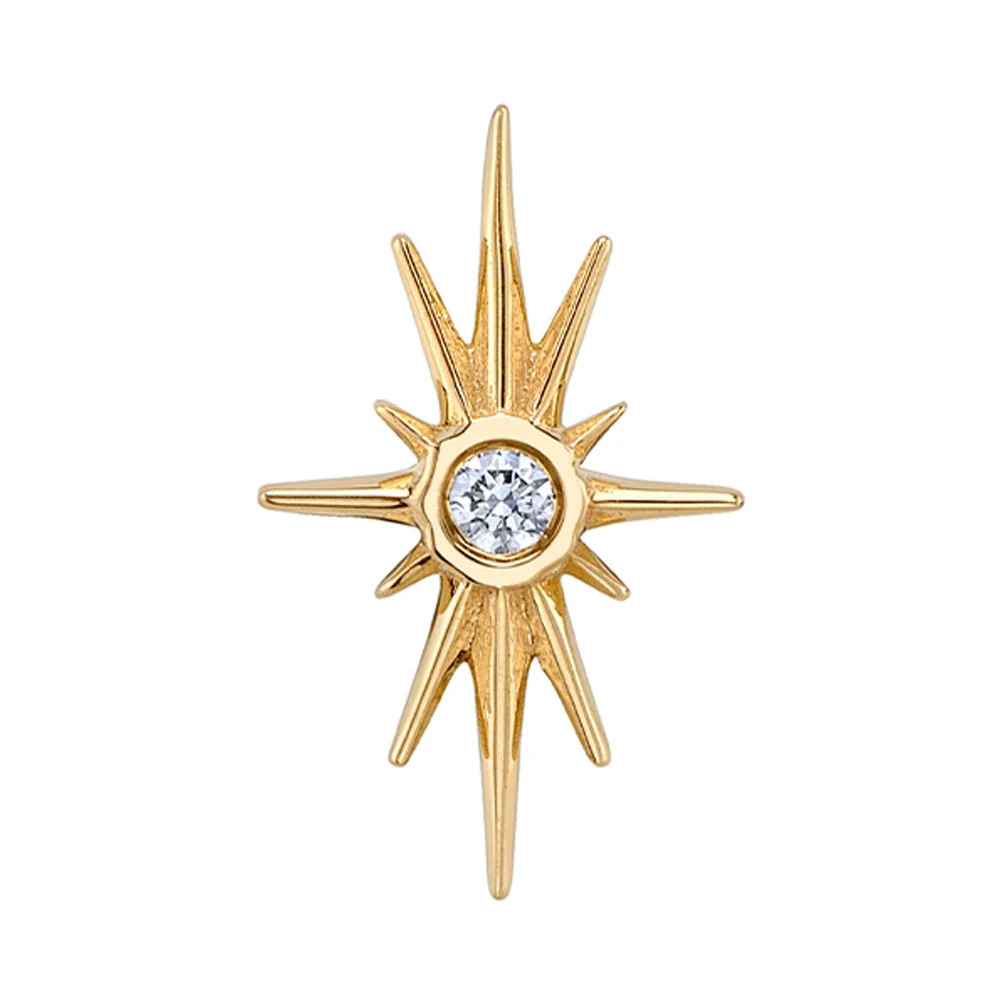 "North Star" Threaded End in Gold & Platinum with White CZ - Image 2