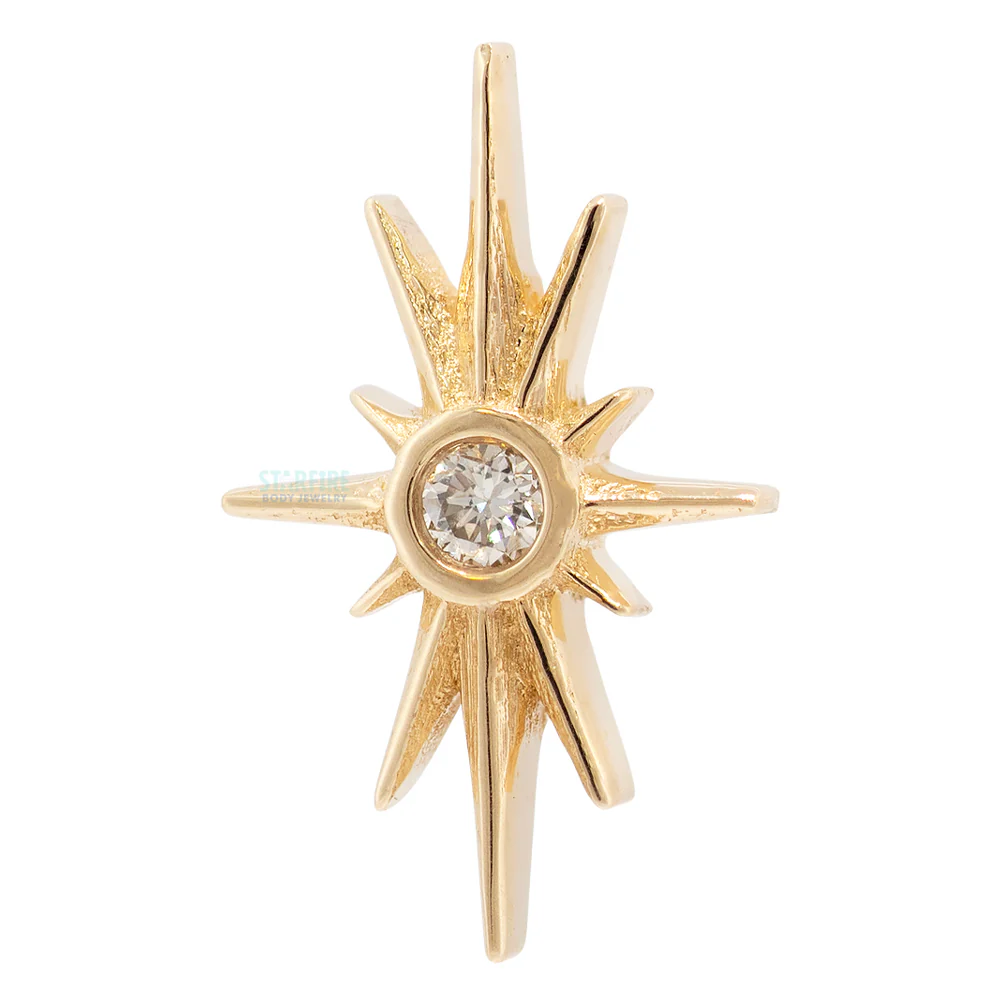 "North Star" Threaded End in Gold & Platinum with DIAMOND