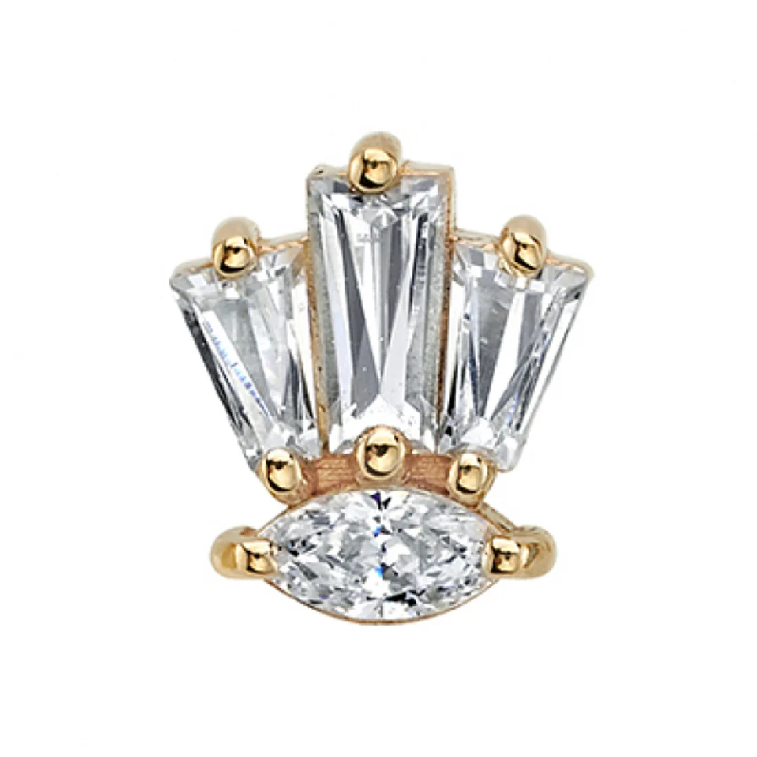 "Novi Marquise" Threaded End in Gold with White CZ's - Image 2