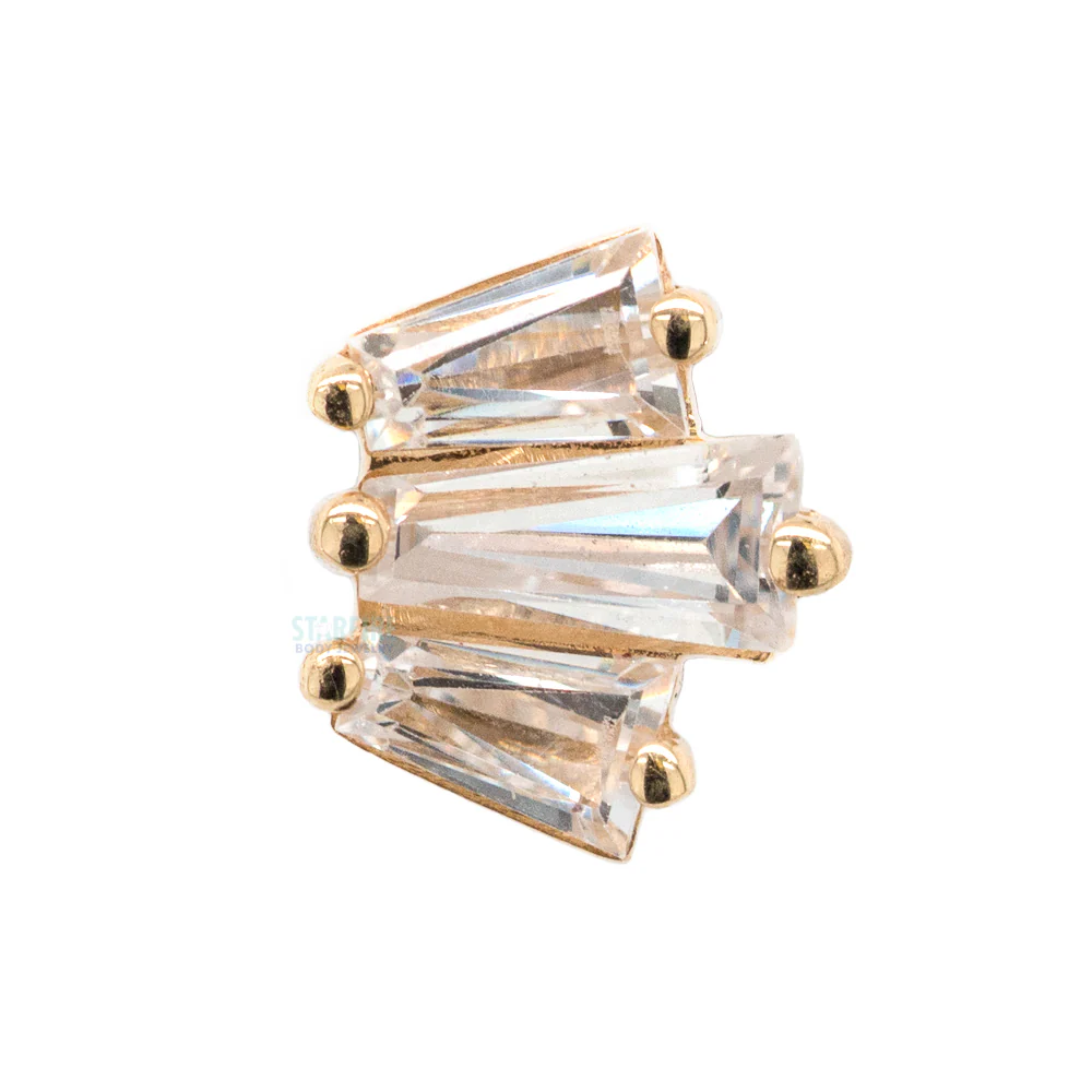 "Oceane 3" Threaded End in Gold with White CZ's - Image 2