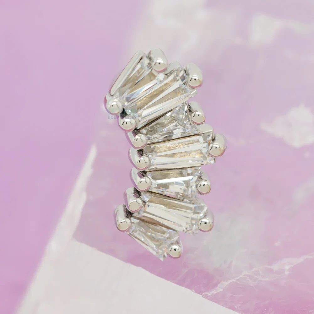 "Oceane 7" Threaded End in Gold with White CZ's