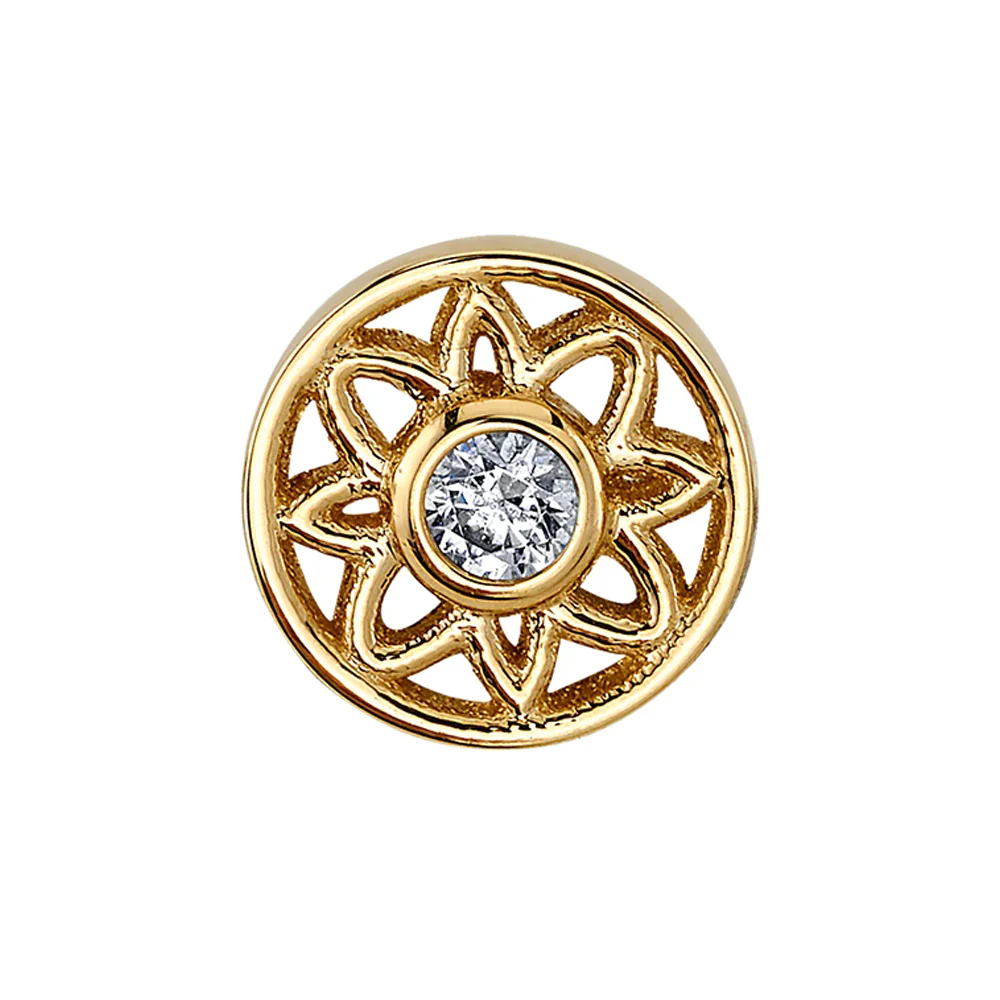 "Paloma Flower" Threaded End in Gold with DIAMOND - Image 2
