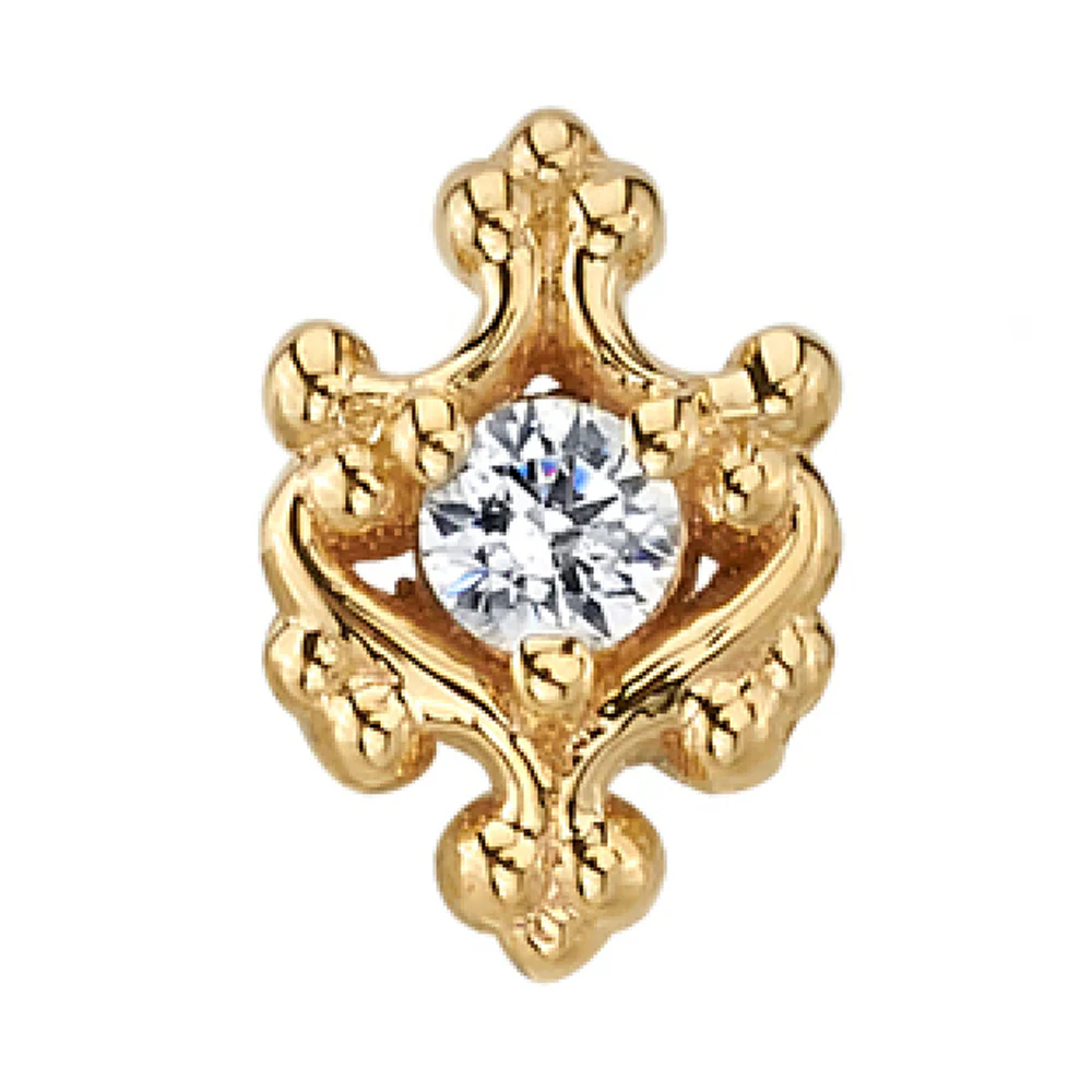 "Paloma Swirl" Threaded End in Gold with White CZ - Image 2