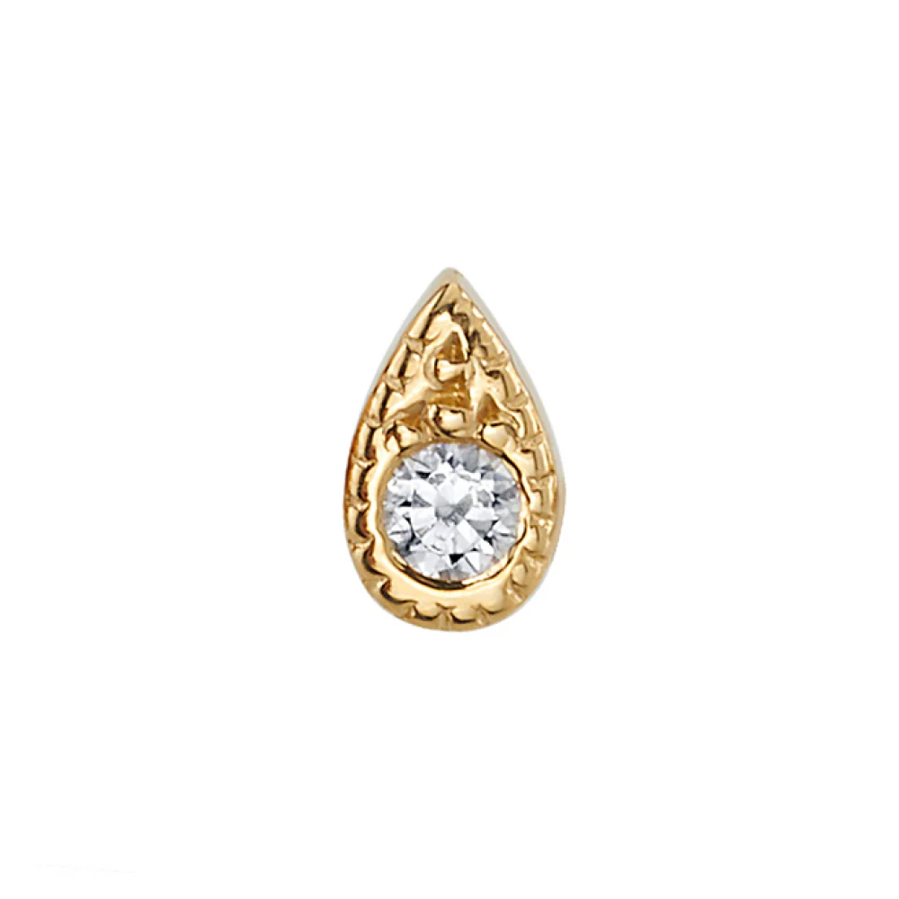 Pave Teardrop Threaded End in Gold with DIAMOND - Image 2