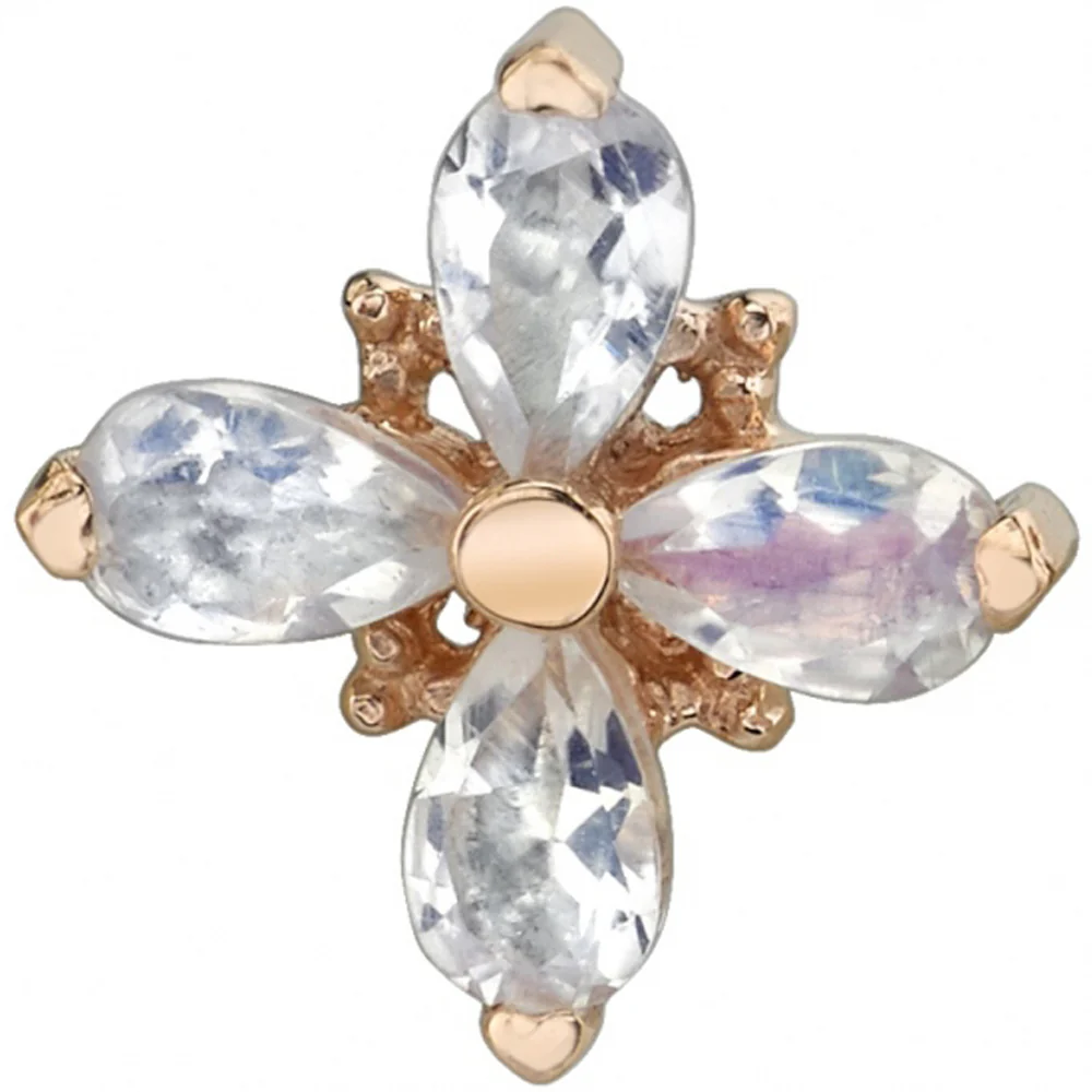 Points In Pear "Pleades" Threaded End in Gold & Platinum with Faceted Rainbow Moonstone - Image 2