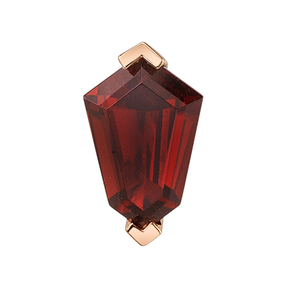 Prong-Set Shield Threaded End in Gold & Platinum with Garnet - Image 2