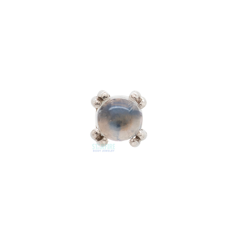 Rainbow Moonstone Cabochon Prong Set Threaded End in Gold & Platinum - Image 4