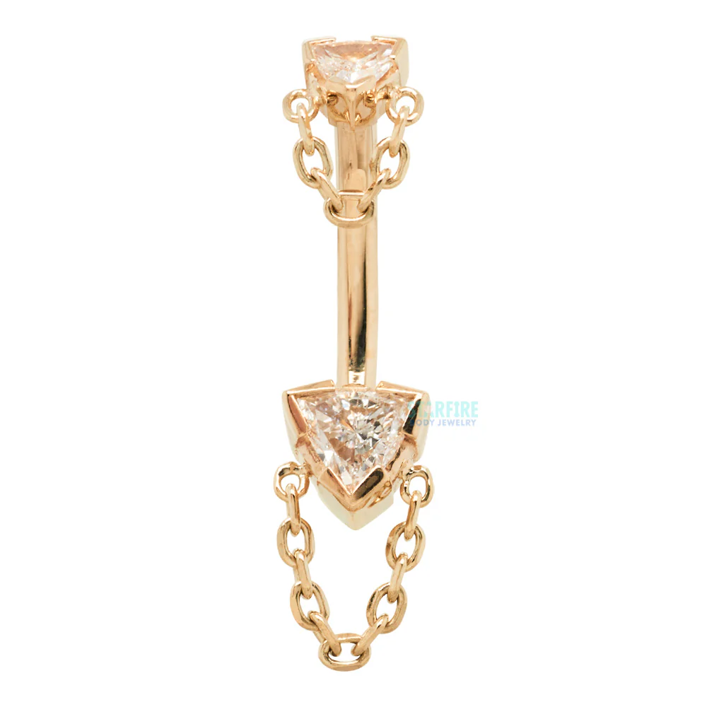 "Rianna Trillion" Navel Curve in Gold with DIAMONDS - Image 3