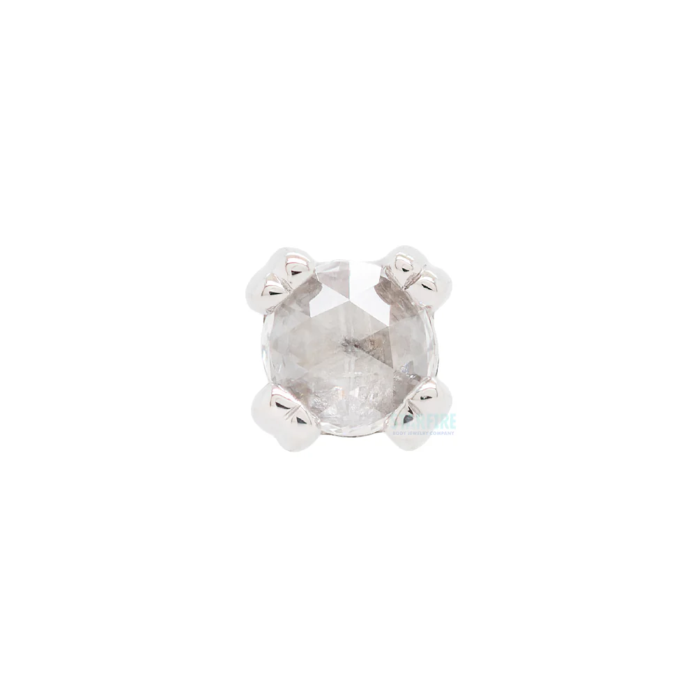 Rose Cut Diamond Prong Set Nostril Screw in Gold & Platinum - Image 3