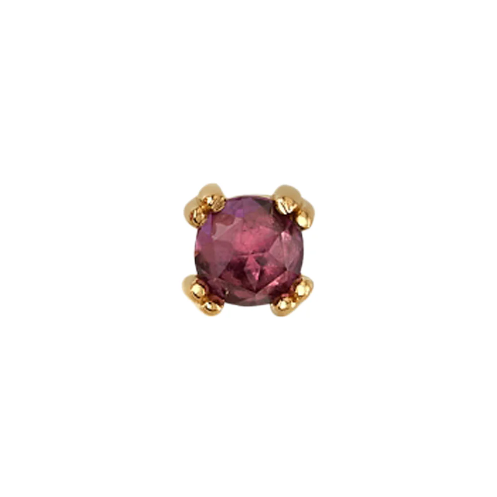 Rose Cut Rhodolite Prong Set Threaded End in Gold & Platinum - Image 3