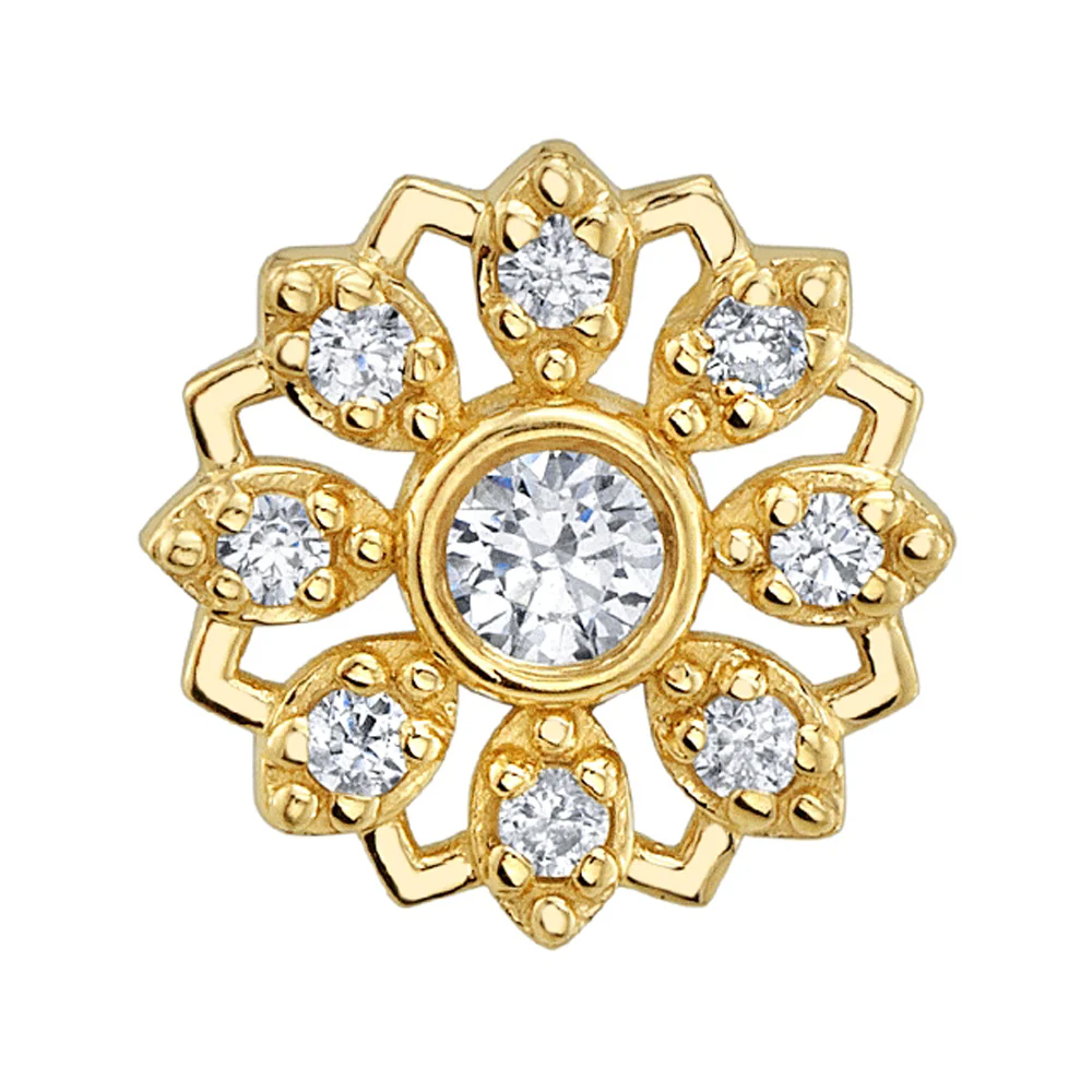 "Rosette" Threaded End in Gold & Platinum with DIAMONDS - Image 2