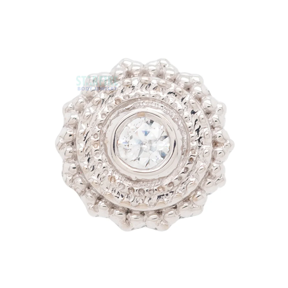 Round Afghan Nostril Screw in Gold & Platinum with White CZ - Image 7