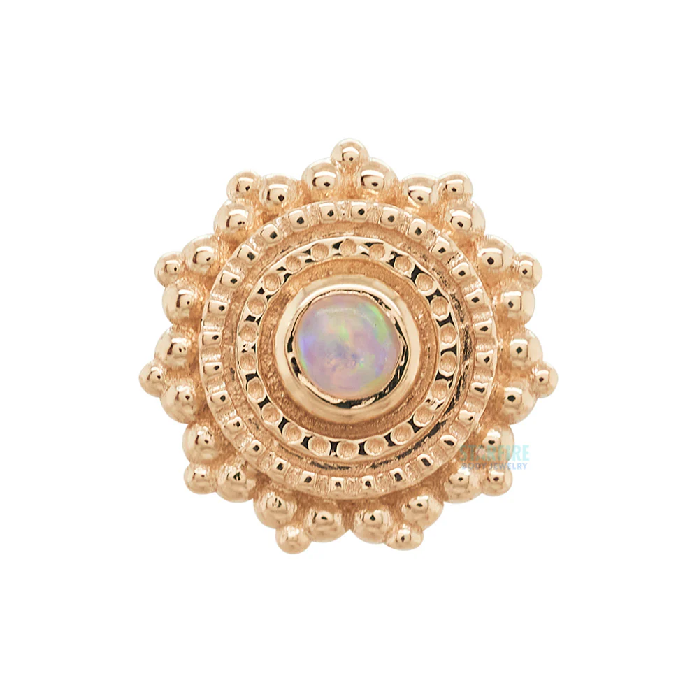 Round Afghan Threaded End in Gold with Genuine White Opal - Image 4