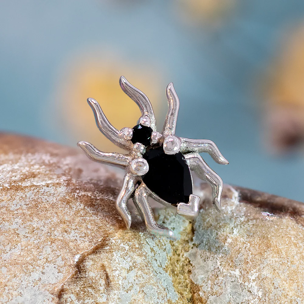 "Sabrina Spider" Threaded End in Gold & Platinum with Onyx - Image 2