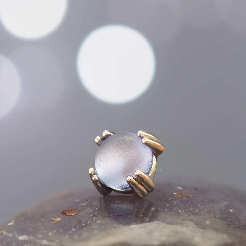 Sandblasted Tanzanite Cabochon Prong Set Threaded End in Gold & Platinum - Image 2