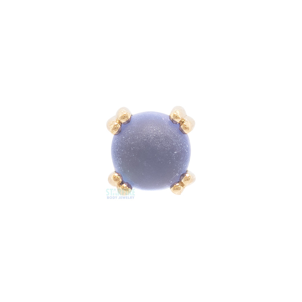 Sandblasted Tanzanite Cabochon Prong Set Threaded End in Gold & Platinum - Image 3