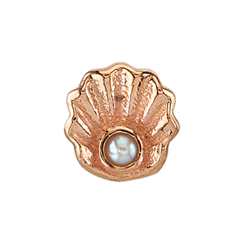 "Scallop" Threaded End in Gold with Pearl - Image 2