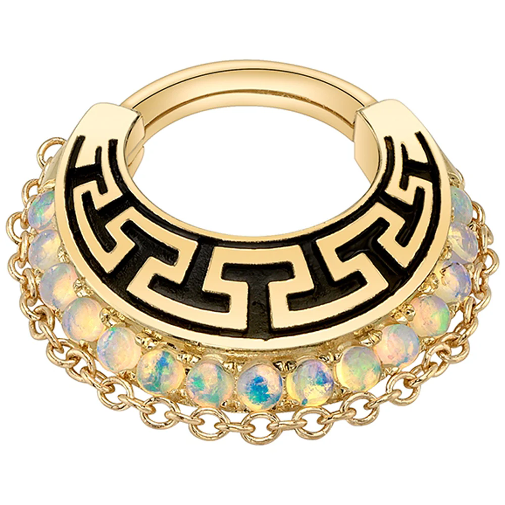 "Scarleth" Hinge Ring in Gold with Genuine White Opals - Image 2
