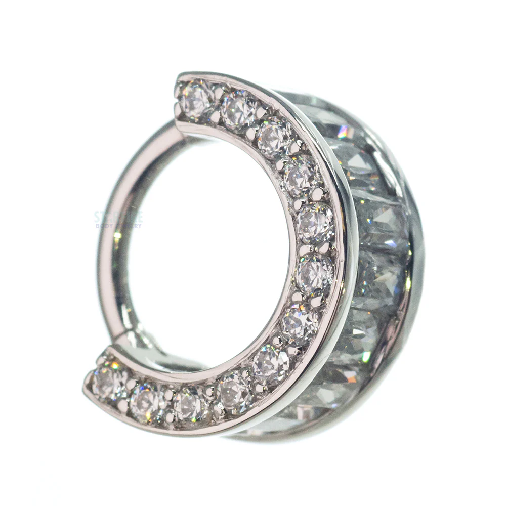 "Searchlight" Hinge Ring in Gold with White CZ's