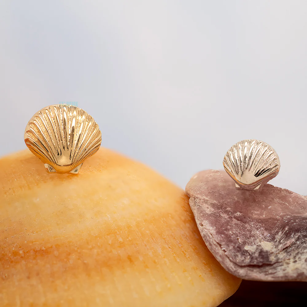 Seashell (Scallop Shell) Threaded End in Gold & Platinum