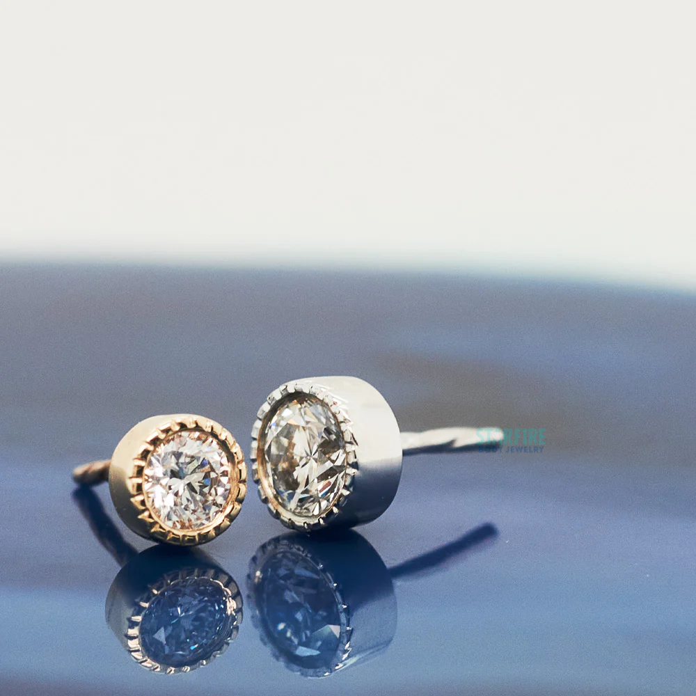 Serrated Bezel-Set Threaded End in Gold with DIAMOND - Image 2