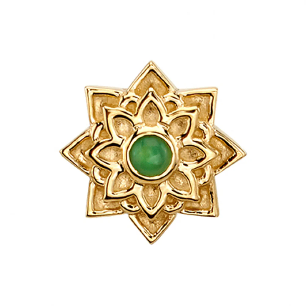 "Sol" Threaded End in Gold with Chrysoprase - Image 2