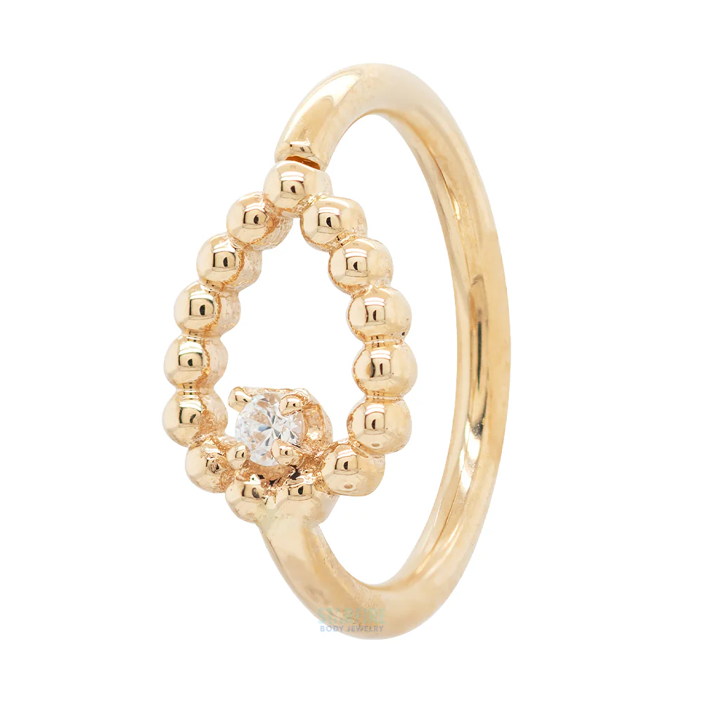 "Sophie Tear" Seam Ring in Gold with White CZ - Image 3
