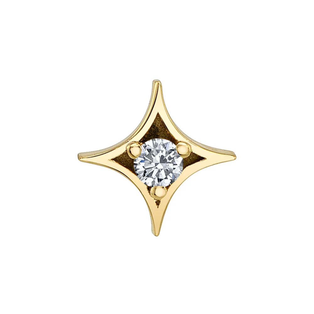 "Sparkle" Threaded End in Gold & Platinum with White CZ - Image 2
