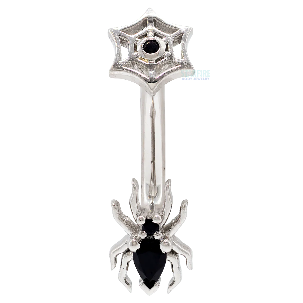 "Spooky Sabrina" Navel J Curve in Gold & Platinum with Onyx