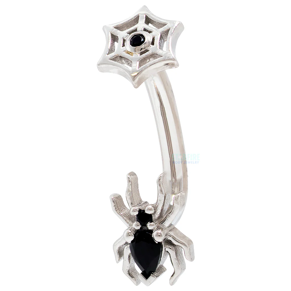 "Spooky Sabrina" Navel J Curve in Gold & Platinum with Onyx - Image 3