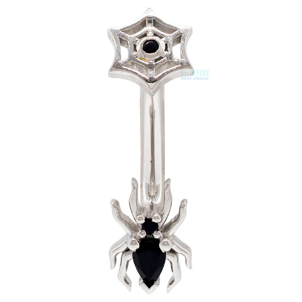 "Spooky Sabrina" Navel J Curve in Gold & Platinum with Onyx - Image 4