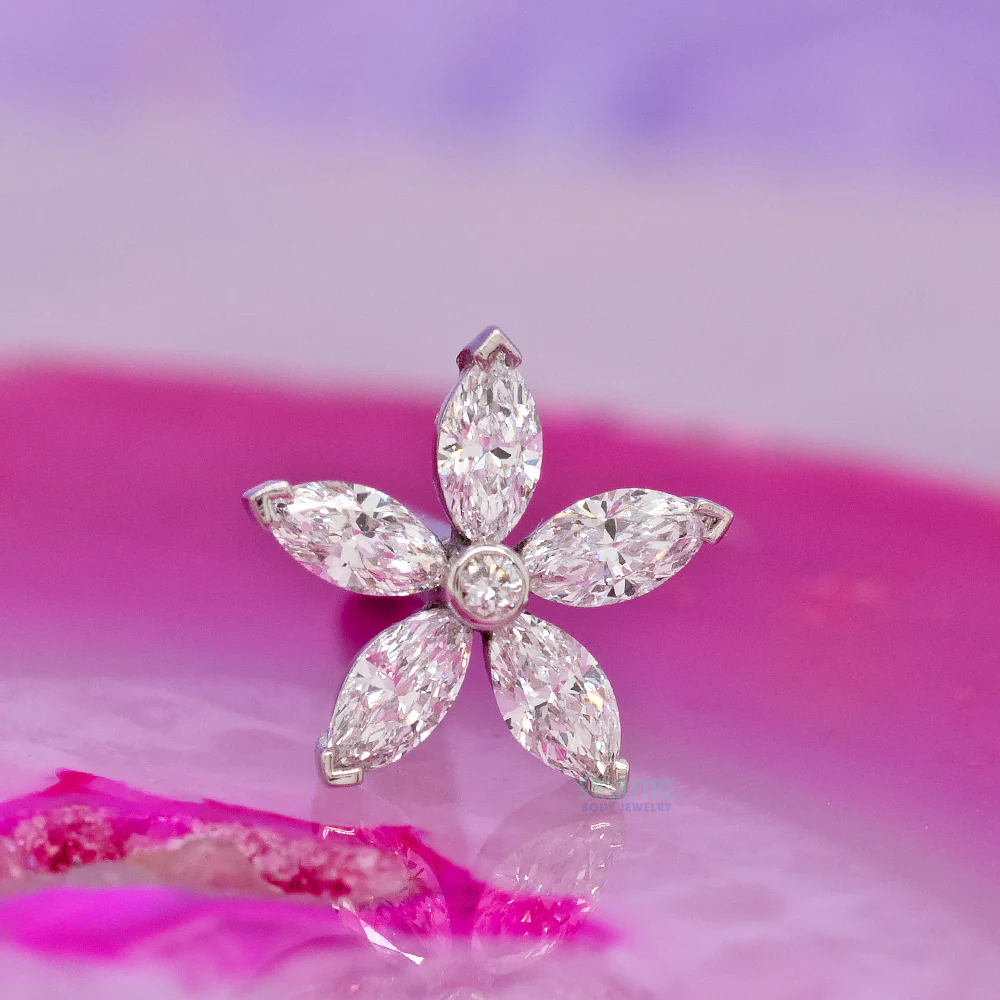 "Starflower" Threaded End in Gold with DIAMONDS - Image 2