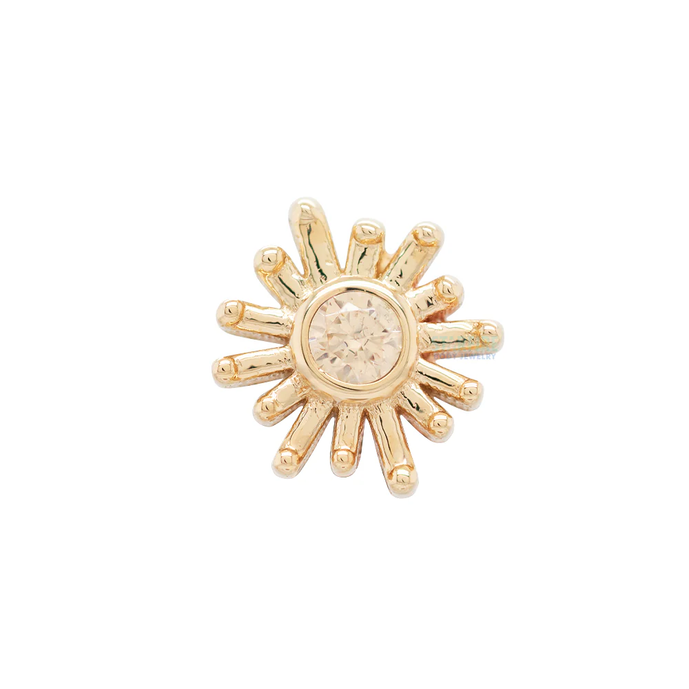 "Sunray" Threaded End in Gold & Platinum with Champagne CZ - Image 3