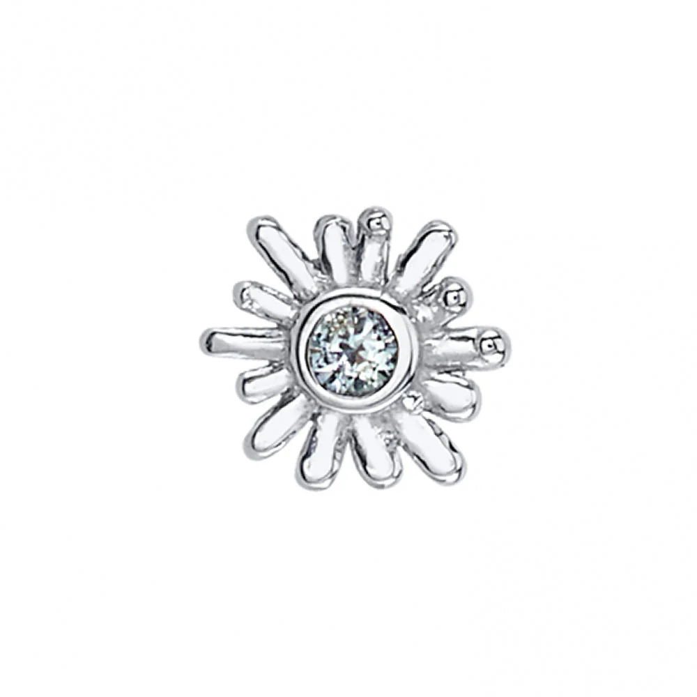"Sunray" Threaded End in Gold & Platinum with White CZ - Image 3