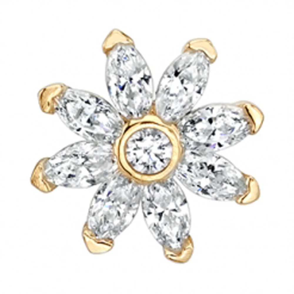 Snowflower Threaded End in Gold with DIAMONDS