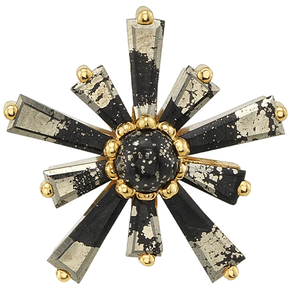 "Supernova" Threaded End in Gold & Platinum with Pyrite - Image 2