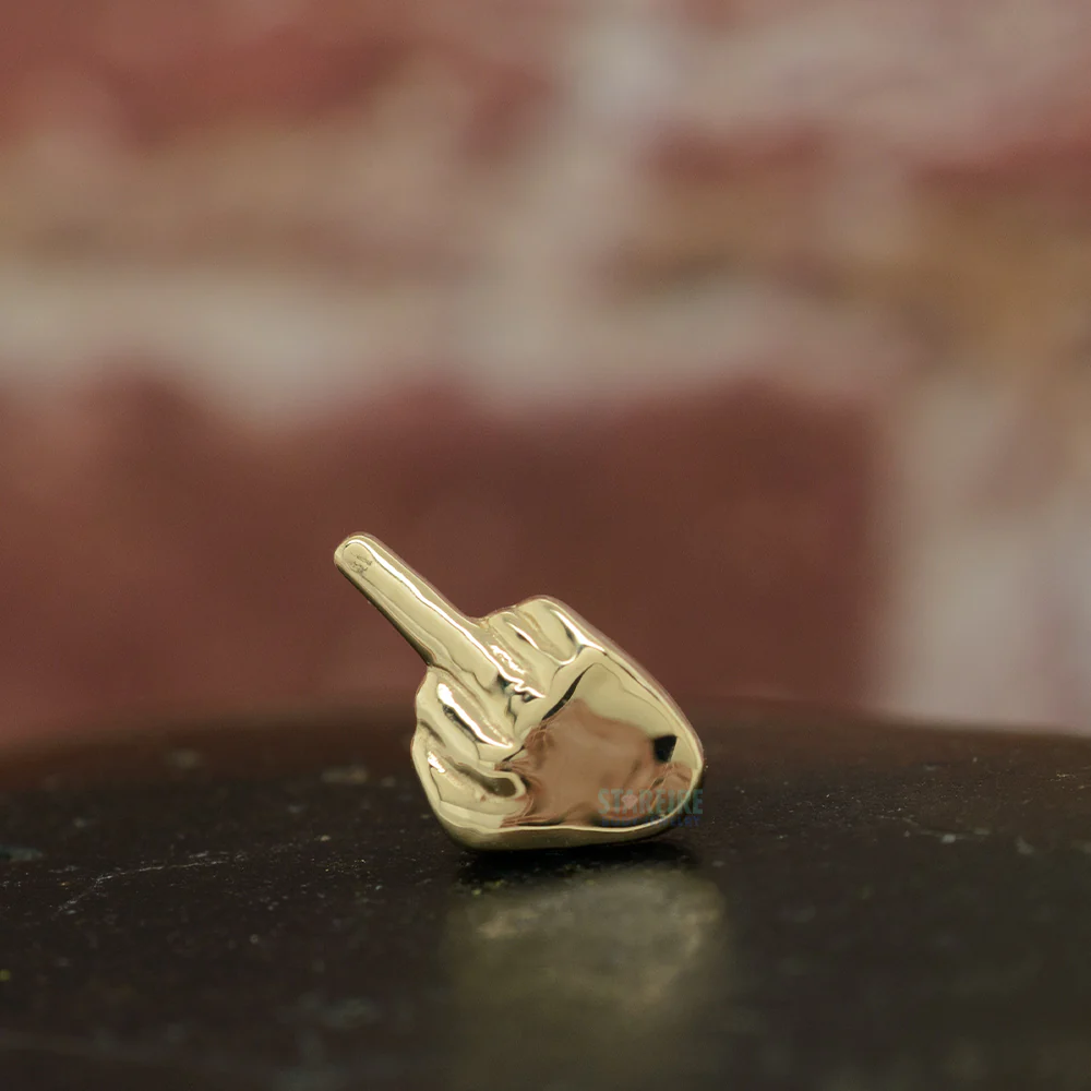 "The Majeure" (middle finger) Threaded End in Gold & Platinum - Image 2