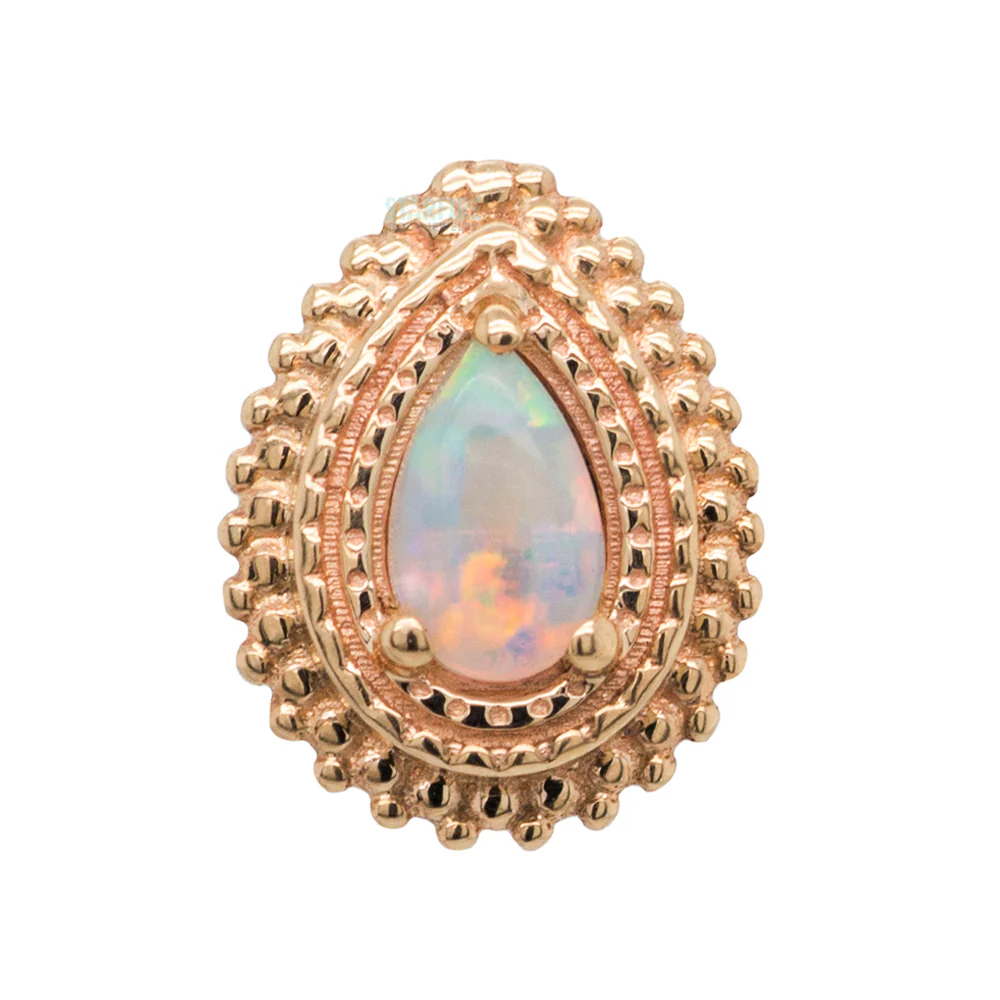 threadless: Afghan Pear Pin in Gold with Genuine White Opal - Image 2