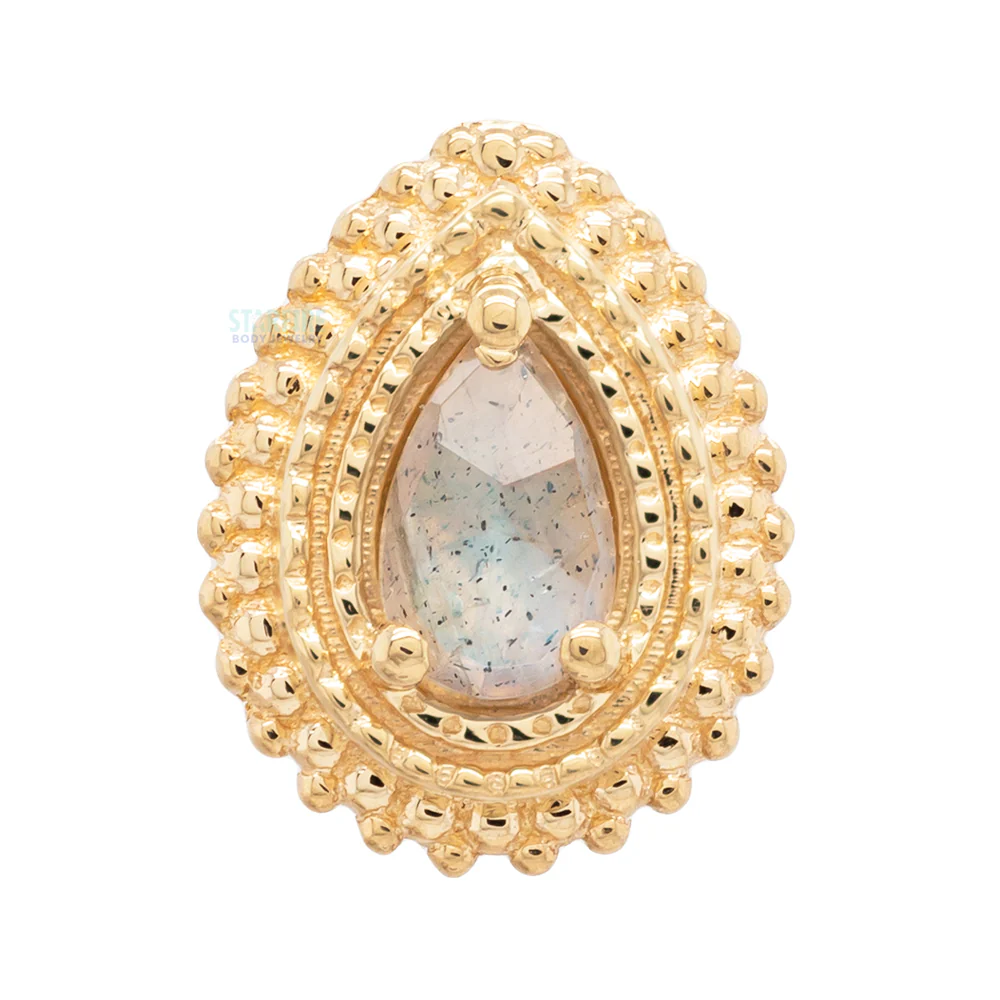 threadless: Afghan Pear Pin in Gold with Rose Cut Labradorite - Image 2