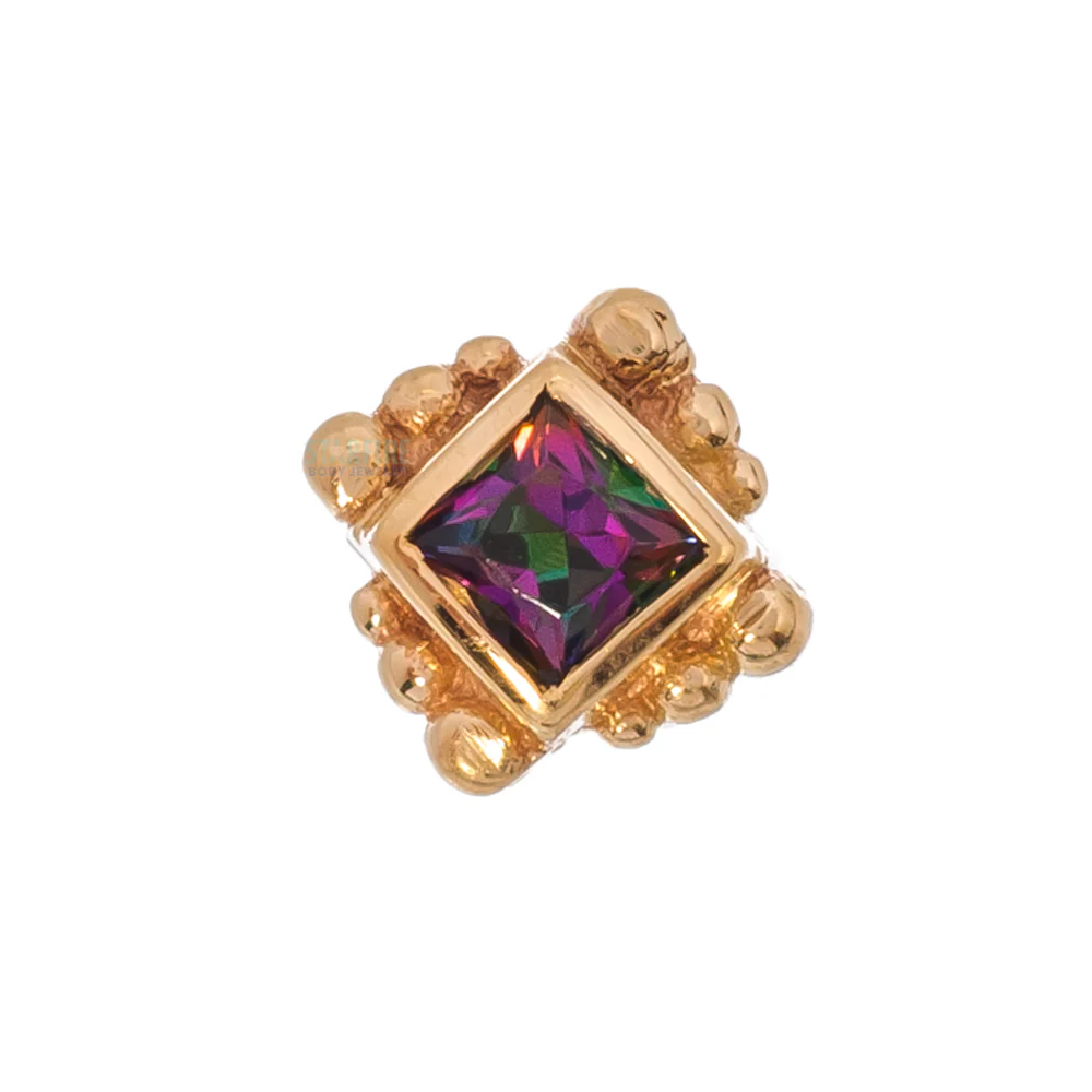 Beaded Princess Nostril Screw in Gold with Mystic Topaz - Image 2