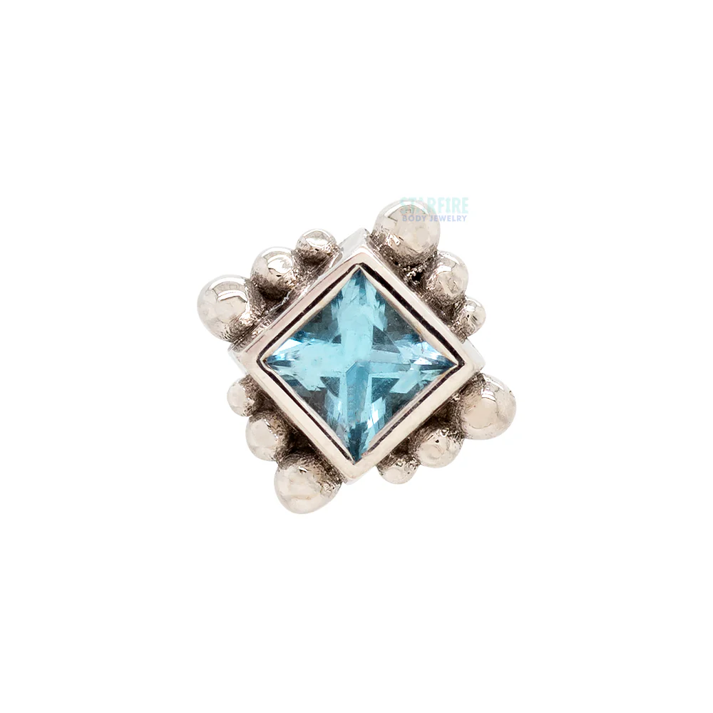 threadless: Beaded Princess Pin in Gold with Swiss Blue Topaz